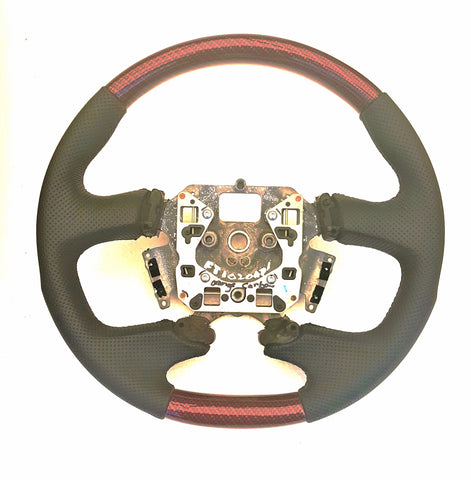 Steering Wheel FORD refurbished perforated leather + red carbon fibre