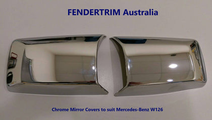 Chrome Mirror Covers S/S to suit Mercedes Benz S-Class W126 1979-1992