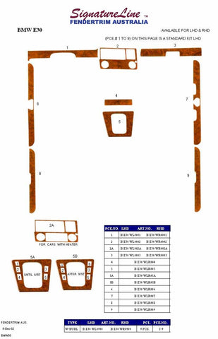 Wood kits to suit BMW 1975-2017 (BMW E30 kit shown)