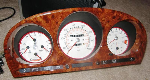 Mercedes-Benz R107 - refurbished Instrument Cluster in Burl Walnut Gloss - Call us for quotation